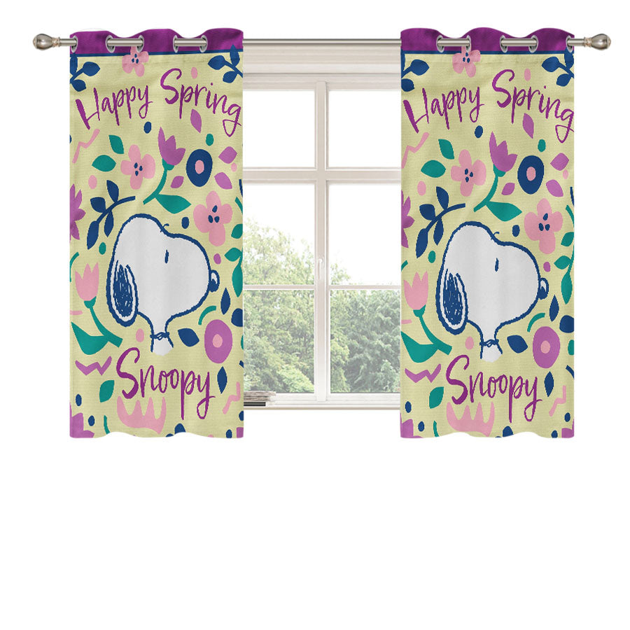 Peanuts Happy Spring Snoopy Peach Skin Window Curtains