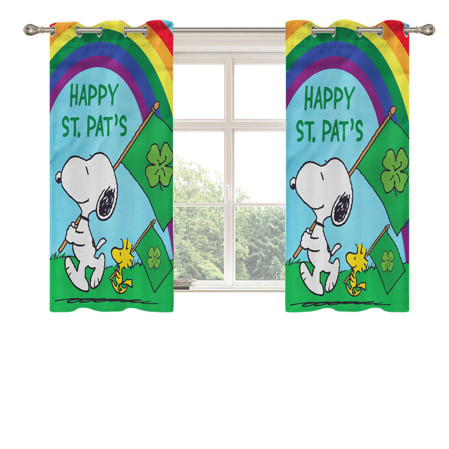 Peanuts Happy St Pats Snoopy Peach Skin Window Curtains