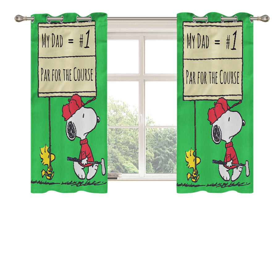 Peanuts Par For The Course Peach Skin Window Curtains