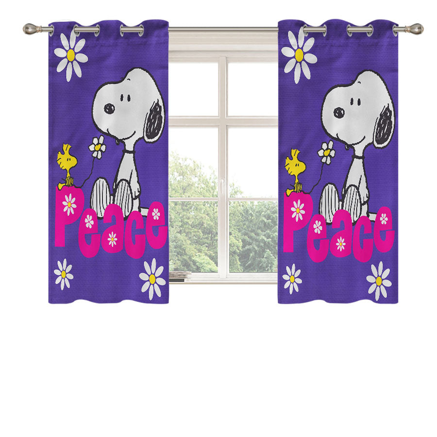 Peanuts Peace Snoopy Peach Skin Window Curtains