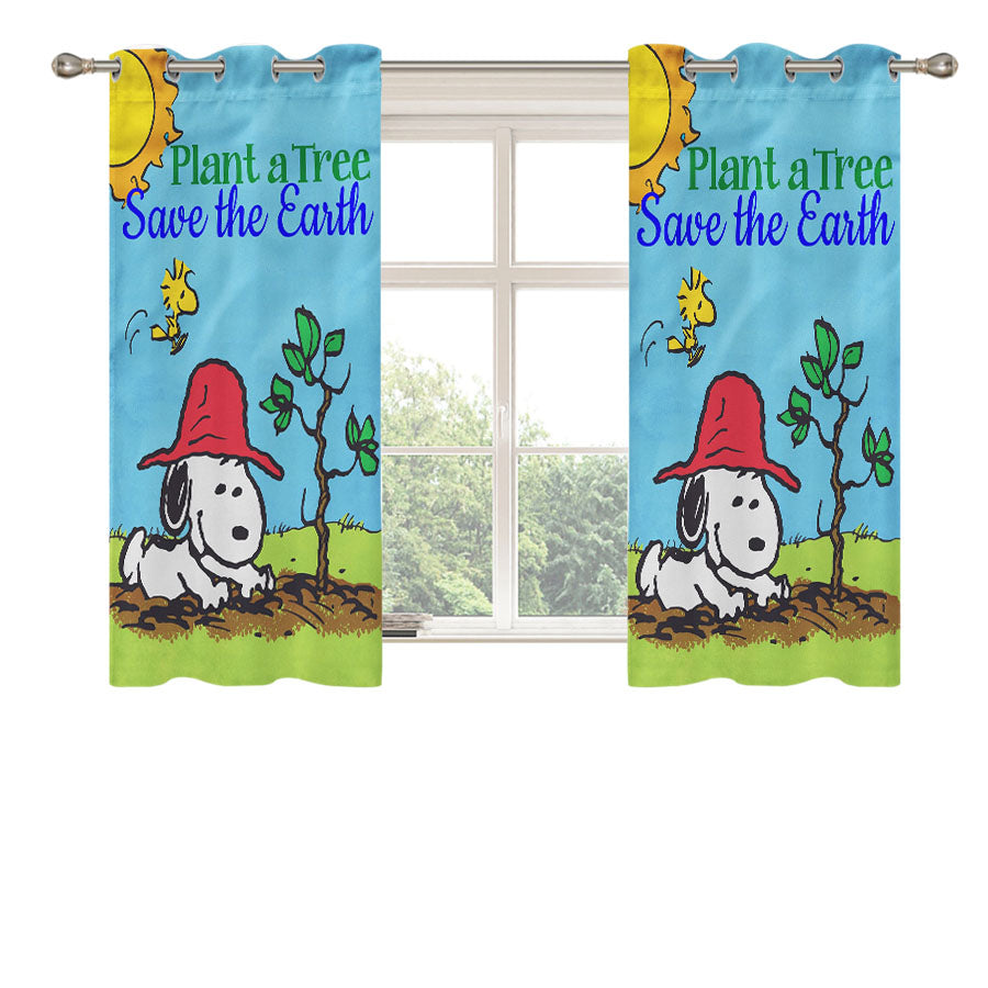 Peanuts Plant A Tree Peach Skin Window Curtains