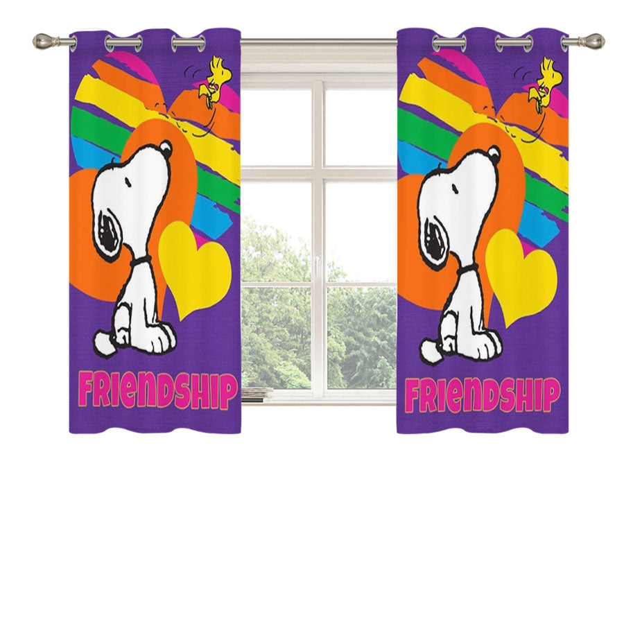 Peanuts Rainbow Friendship Snoopy Peach Skin Window Curtains