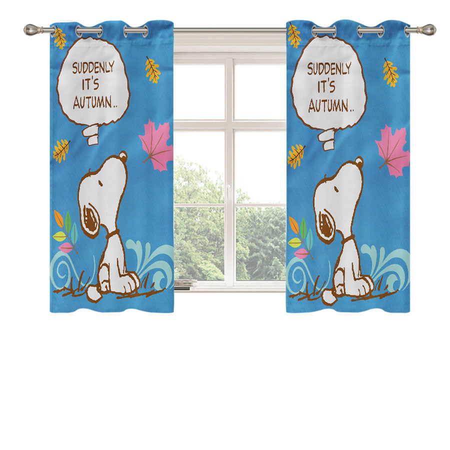 Peanuts Snoopy Autumn Peach Skin Window Curtains