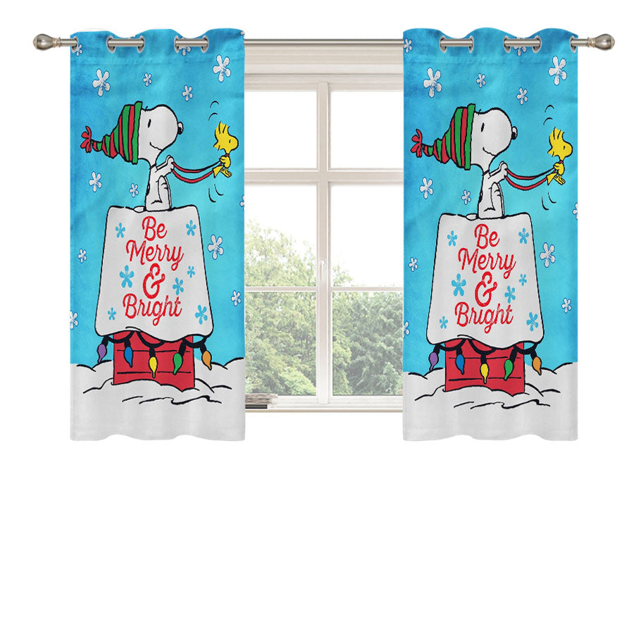 Peanuts Snoopy Christmas Peach Skin Window Curtains