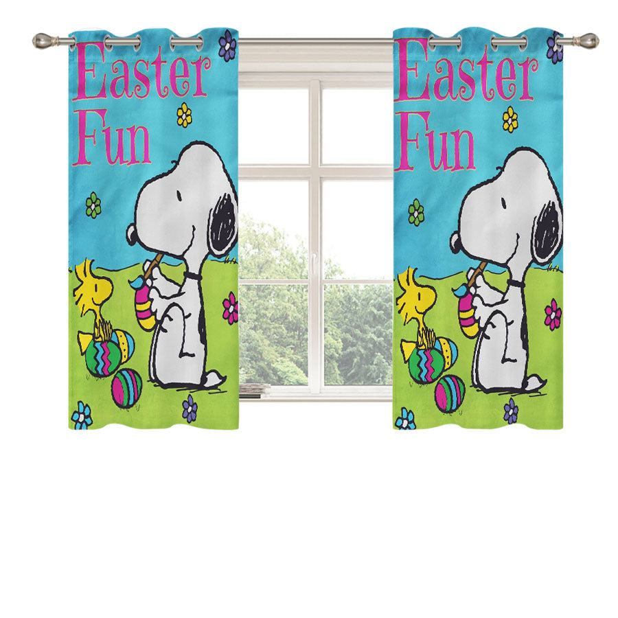 Peanuts Snoopy Easter Eggs Peach Skin Window Curtains