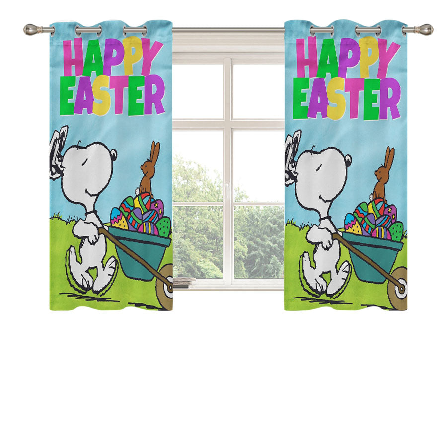 Peanuts Snoopy Happy Easter Peach Skin Window Curtains
