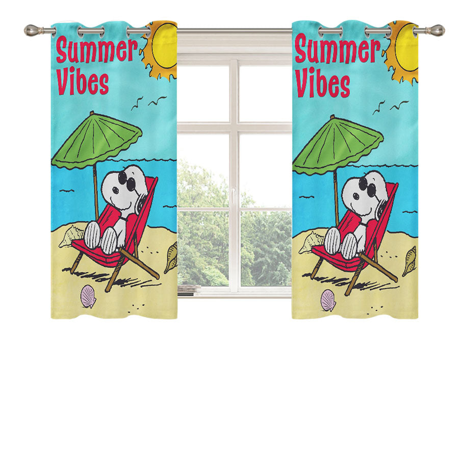 Peanuts Summer Beach Vibes Peach Skin Window Curtains