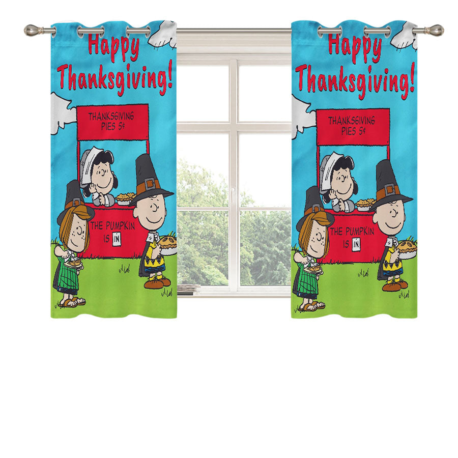 Peanuts Thanksgiving Peach Skin Window Curtains