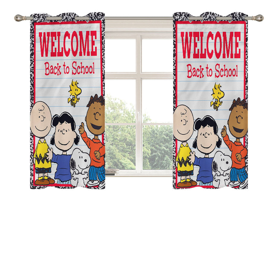 Peanuts Welcome Back To School Peanuts And The Gang Peach Skin Window Curtains
