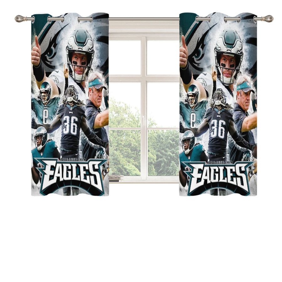 Philadelphia Super Bowl Eagles Peach Skin Window Curtains