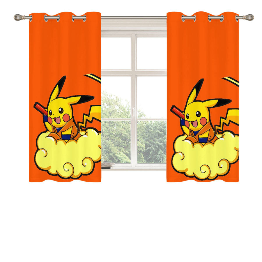 Pikachu Goku Dragon Ball Peach Skin Window Curtains