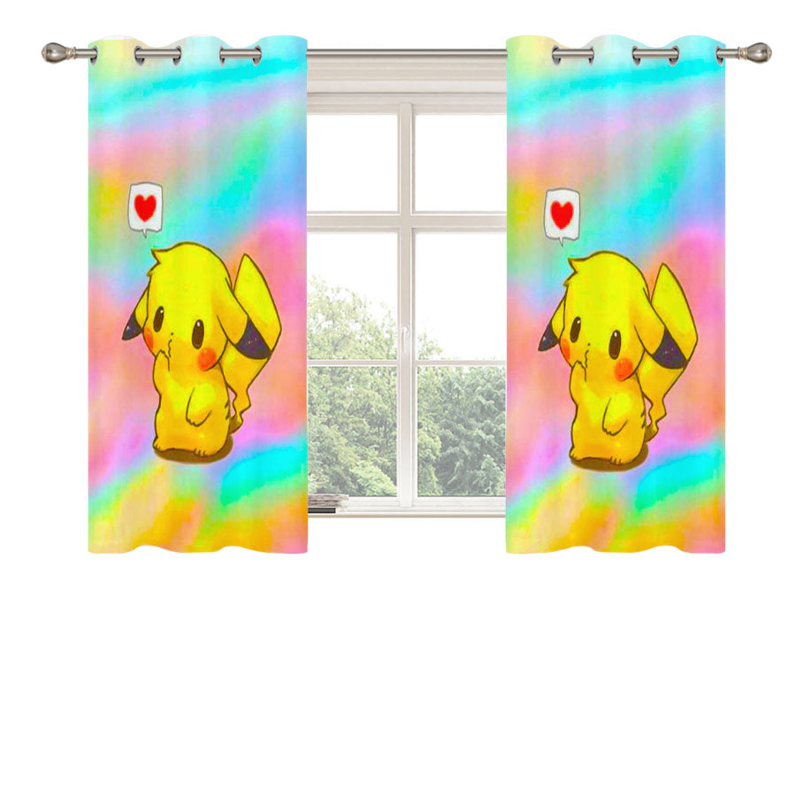 Pikachu Love Peach Skin Window Curtains