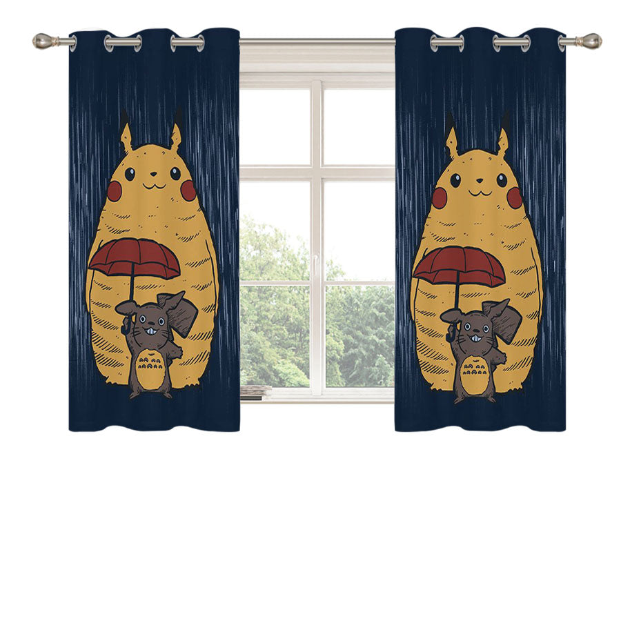 Pikachu Totoro Peach Skin Window Curtains