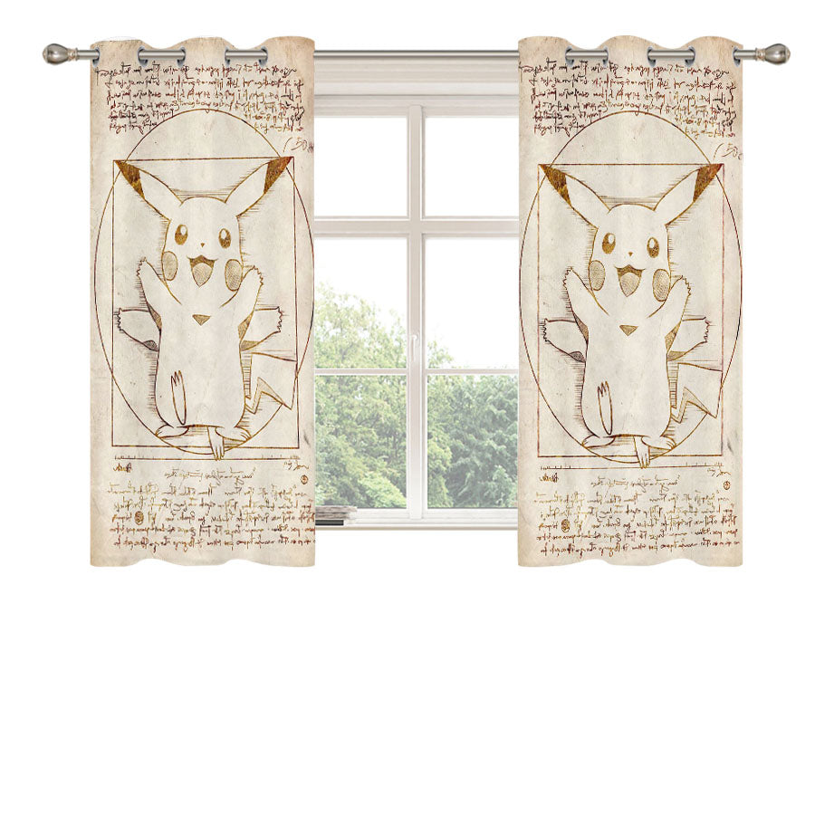 Pikachu Vitruvian Peach Skin Window Curtains