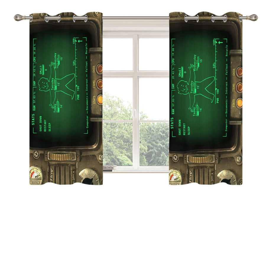 Pipboy 3000 Fallout Game Peach Skin Window Curtains