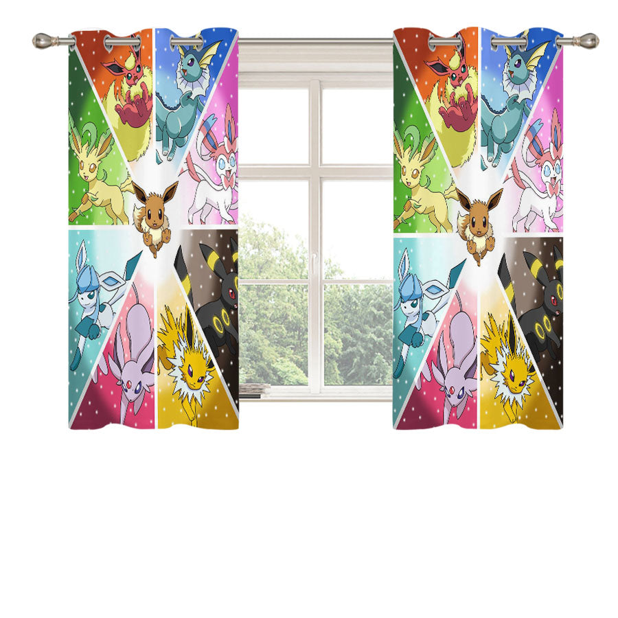 Pokemon All Characters Peach Skin Window Curtains