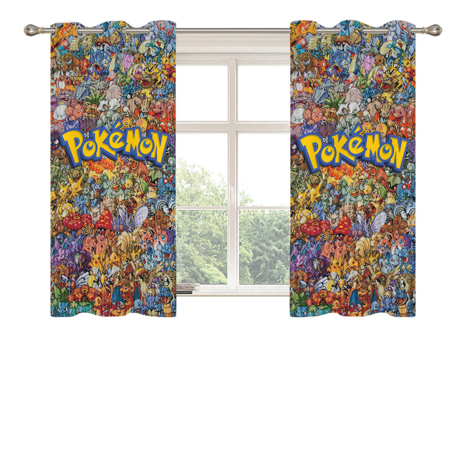 Pokemon All Monster Character Peach Skin Window Curtains