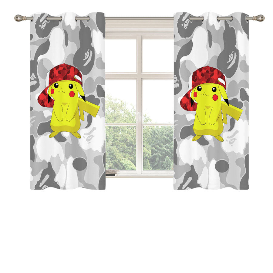 Pokemon Bape Peach Skin Window Curtains