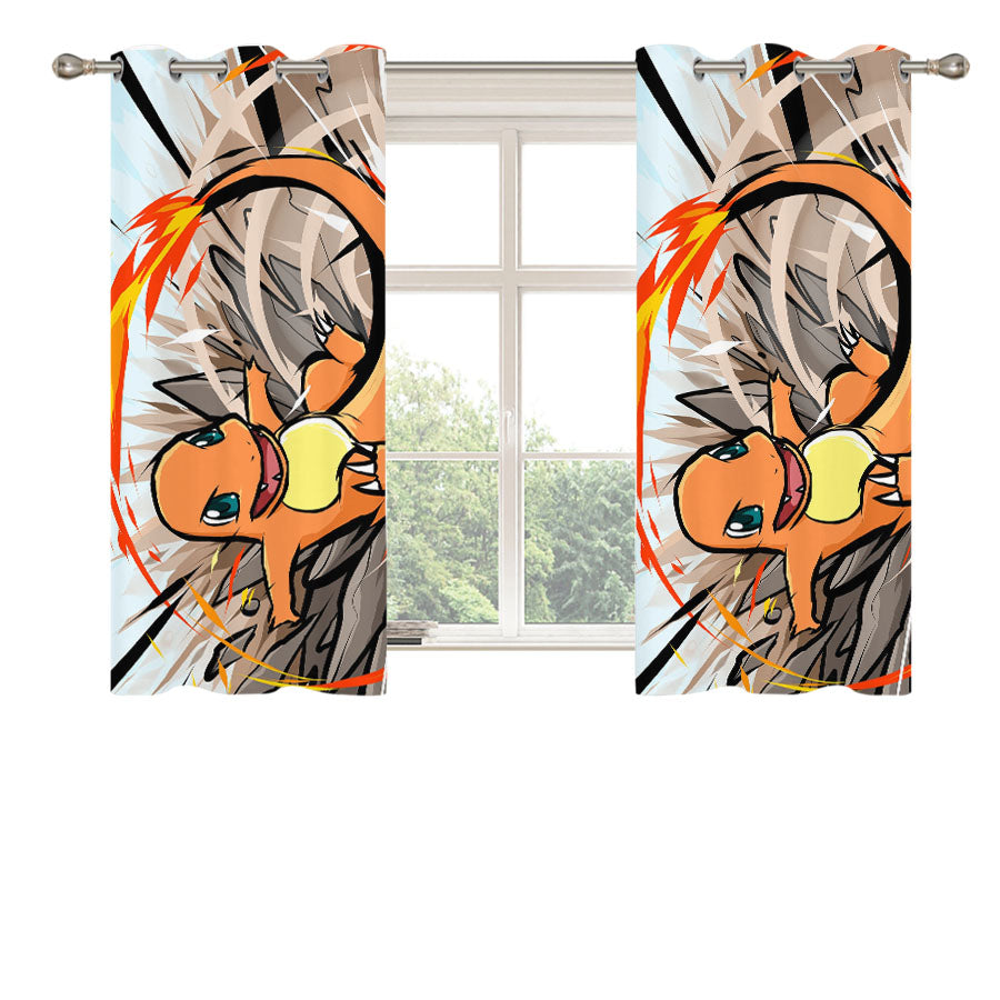 Pokemon Charmander Attacks Peach Skin Window Curtains