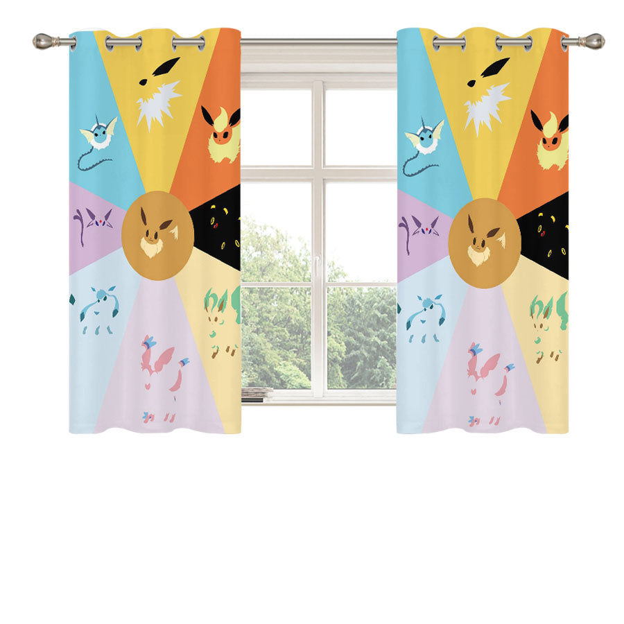 Pokemon Eevee Collage Evolutions Peach Skin Window Curtains