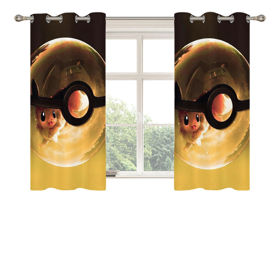 Pokemon Eevee Pokeball Peach Skin Window Curtains