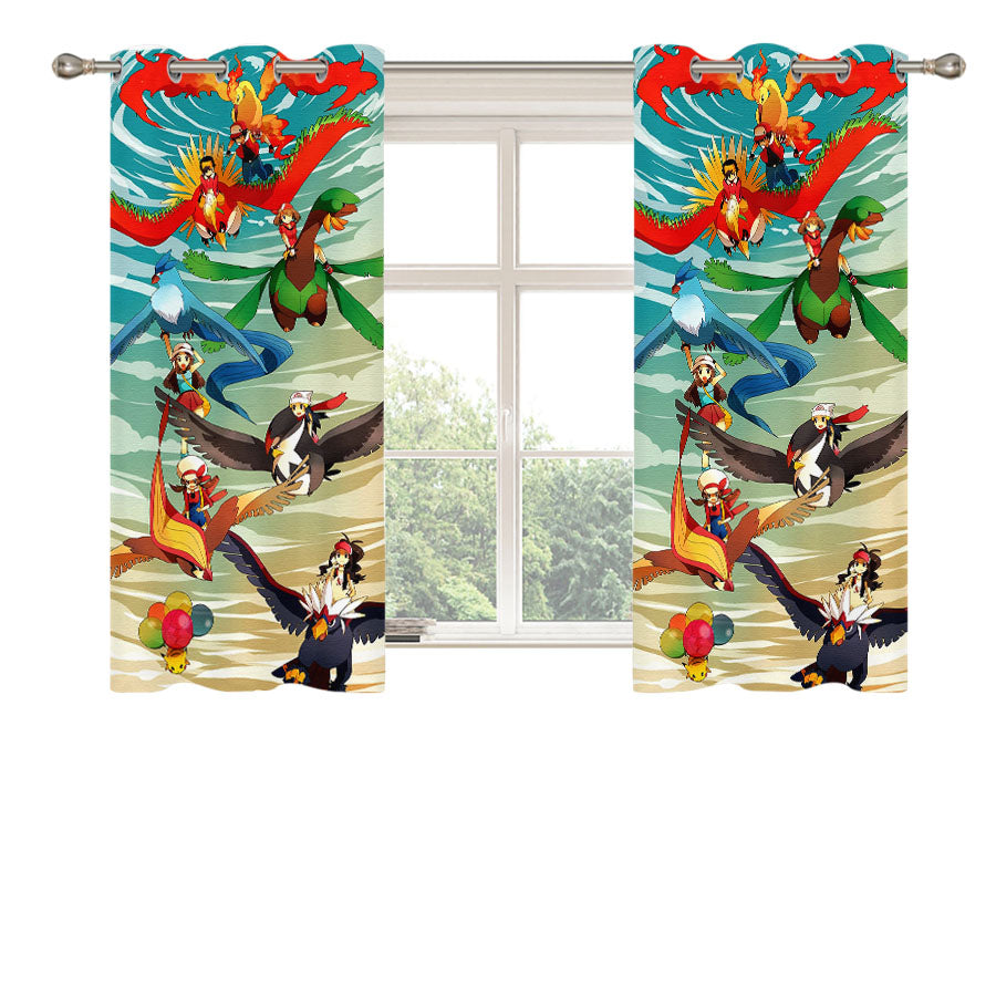 Pokemon Flying Type Poster Peach Skin Window Curtains