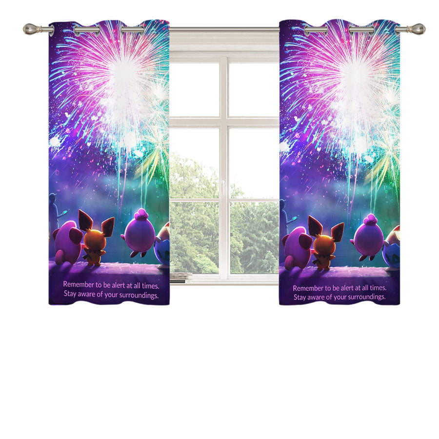 Pokemon Friend Quotes Peach Skin Window Curtains