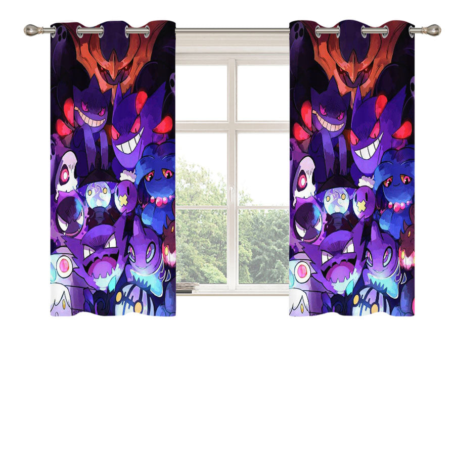 Pokemon Gengar Doodle Peach Skin Window Curtains
