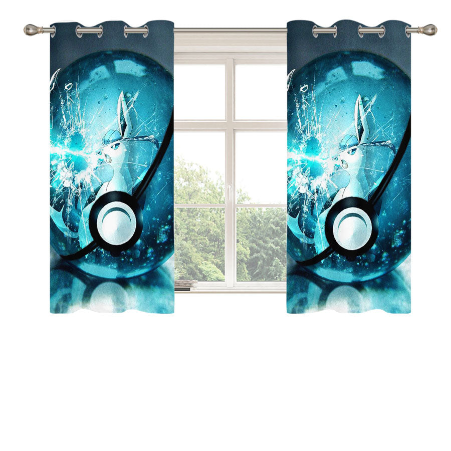 Pokemon Glaceon Pokebolas Peach Skin Window Curtains