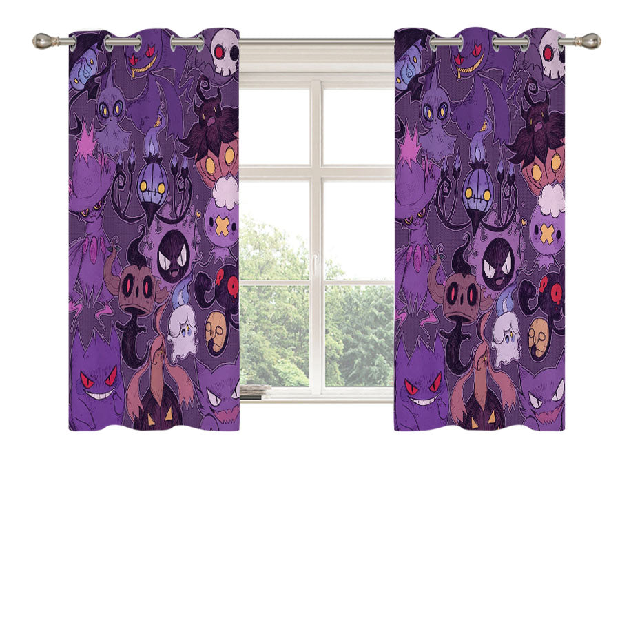 Pokemon Halloween Peach Skin Window Curtains