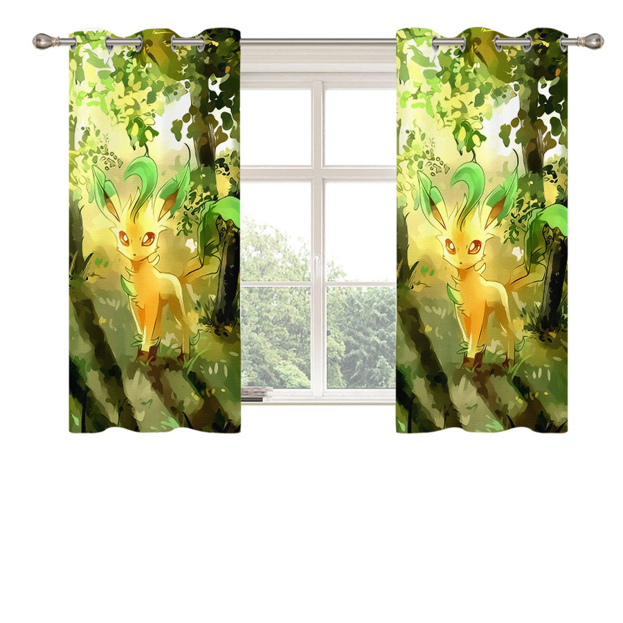 Pokemon Leafeon Peach Skin Window Curtains