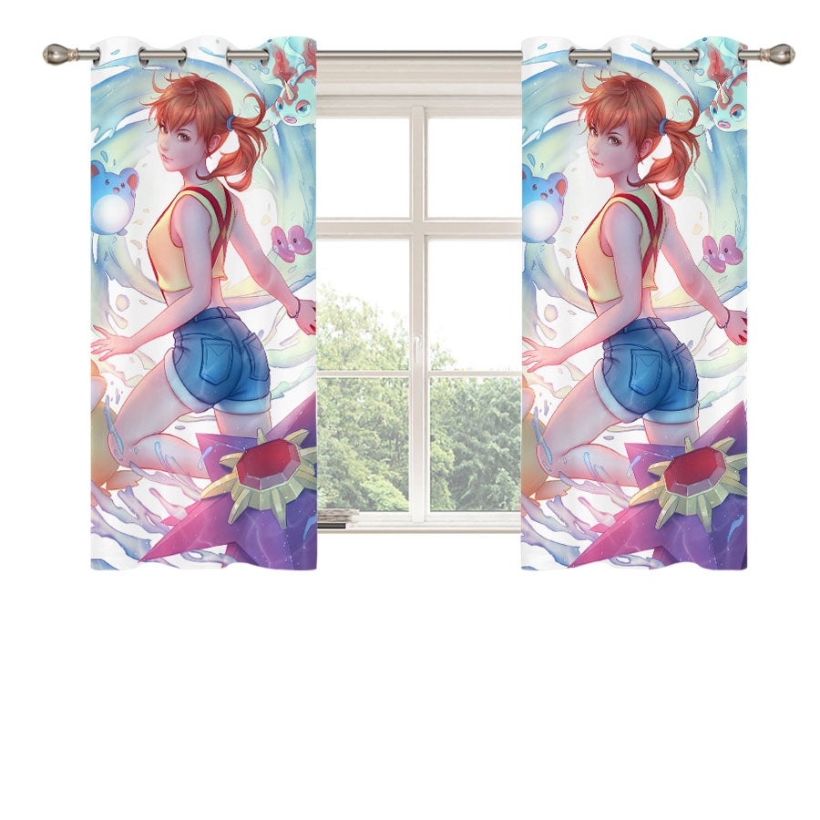 Pokemon Misty Art Peach Skin Window Curtains