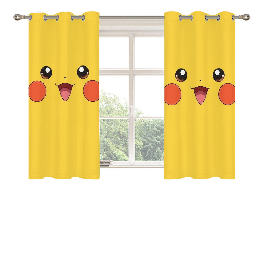 Pokemon Pikachu Face Peach Skin Window Curtains