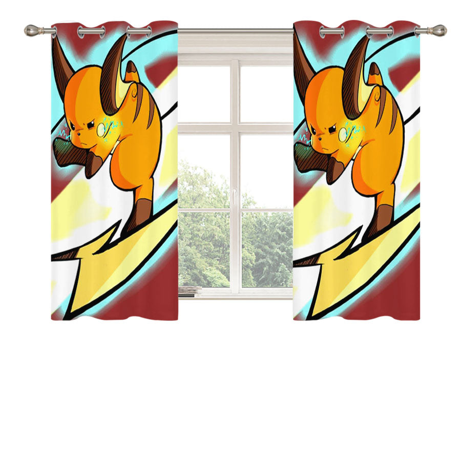Pokemon Raichu Power Peach Skin Window Curtains