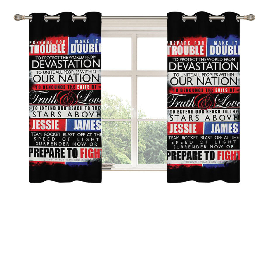 Pokemon Team Rocket Motto Peach Skin Window Curtains