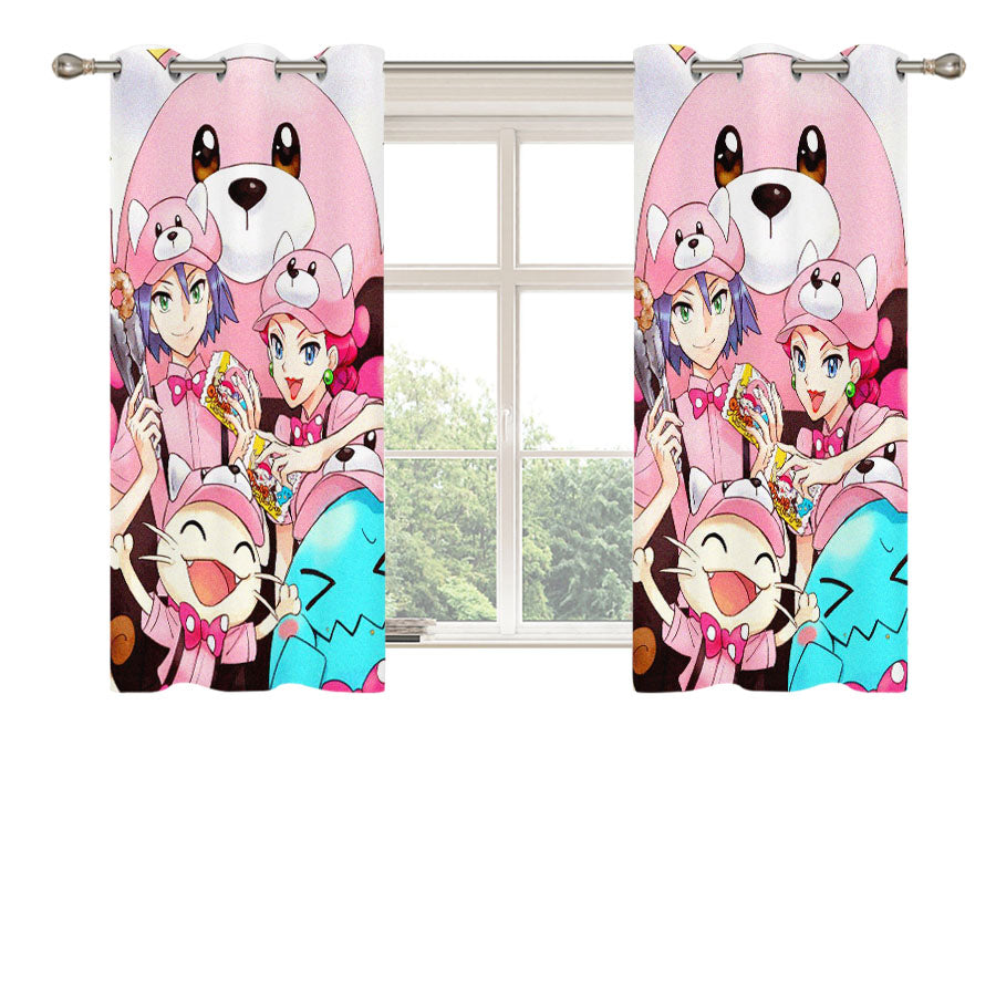 Pokemon Team Rocket Post Grain Peach Skin Window Curtains