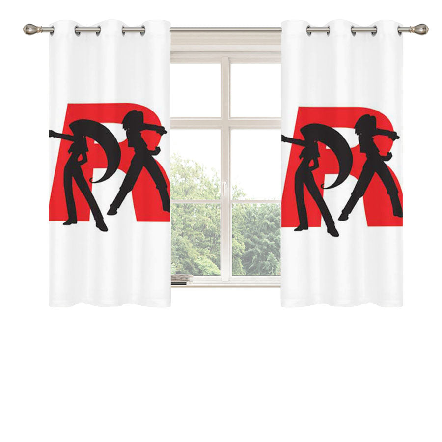 Pokemon Team Rocket Silhouettes Peach Skin Window Curtains