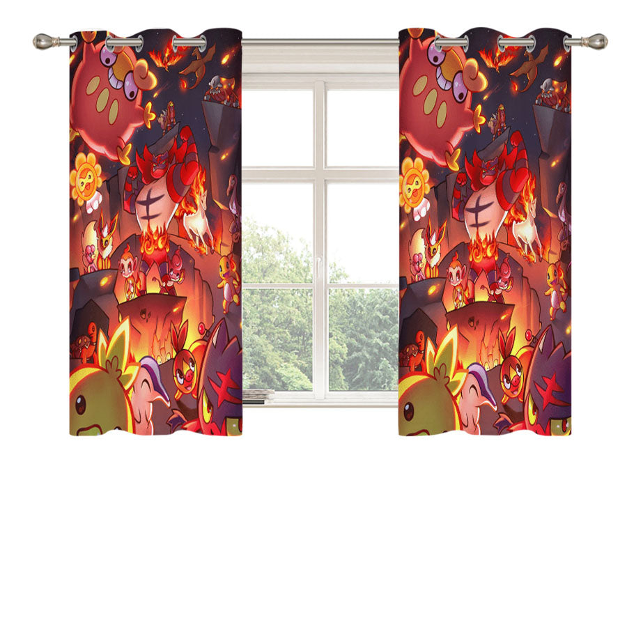 Pokemon Type Fire Collections Peach Skin Window Curtains