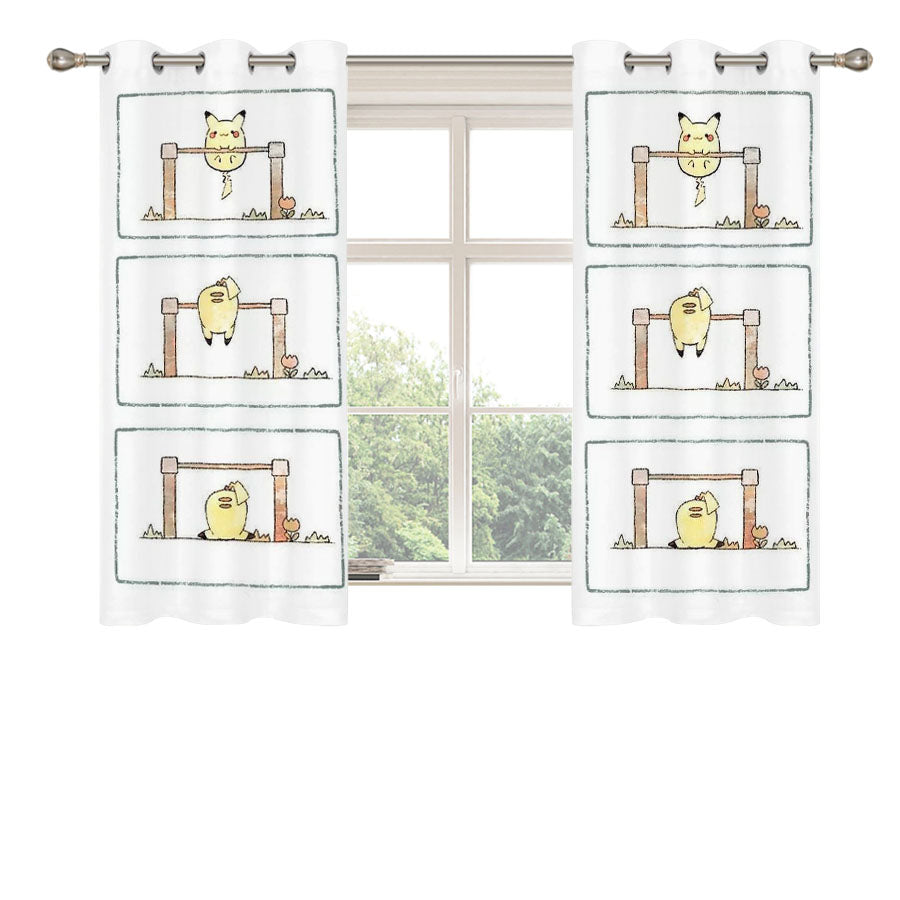 Pokemon Up And Down Peach Skin Window Curtains