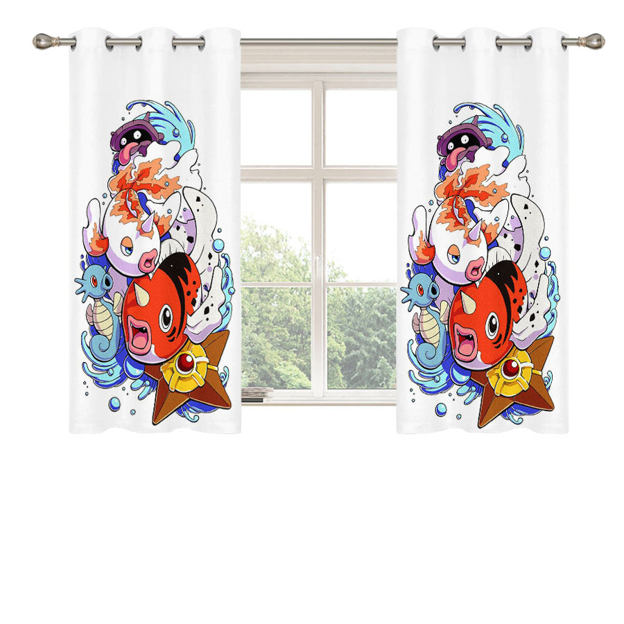 Pokemon Water Element Peach Skin Window Curtains