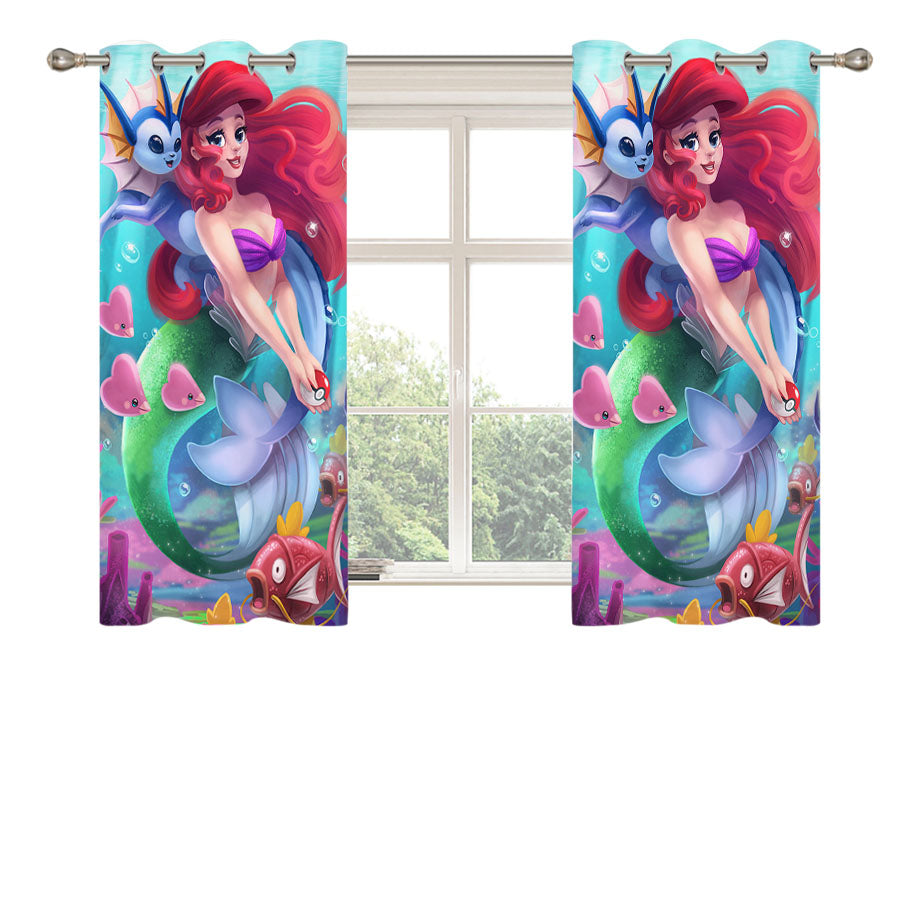 Pokemon With The Little Mermaid Peach Skin Window Curtains