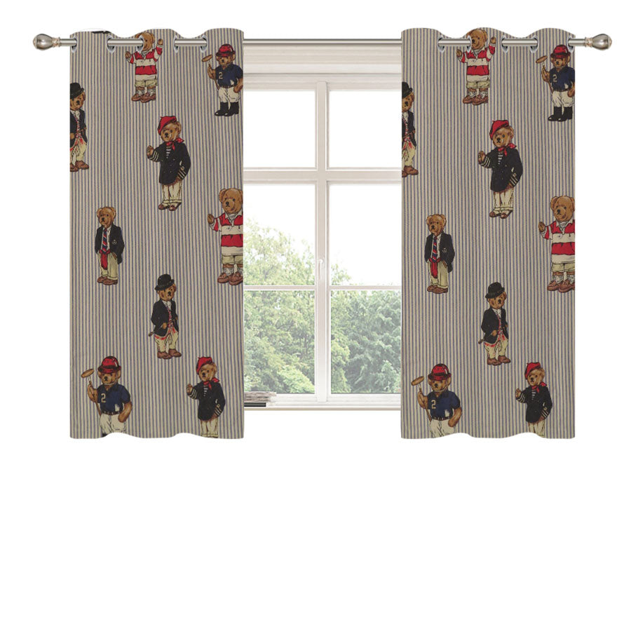 Polo Bear Pattern Suit Peach Skin Window Curtains