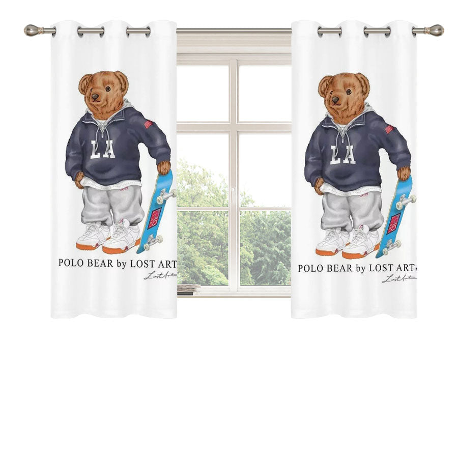 Polo Bear Skate Peach Skin Window Curtains