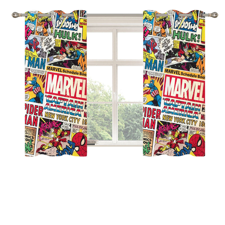 Pop Art Marvel Comic Peach Skin Window Curtains