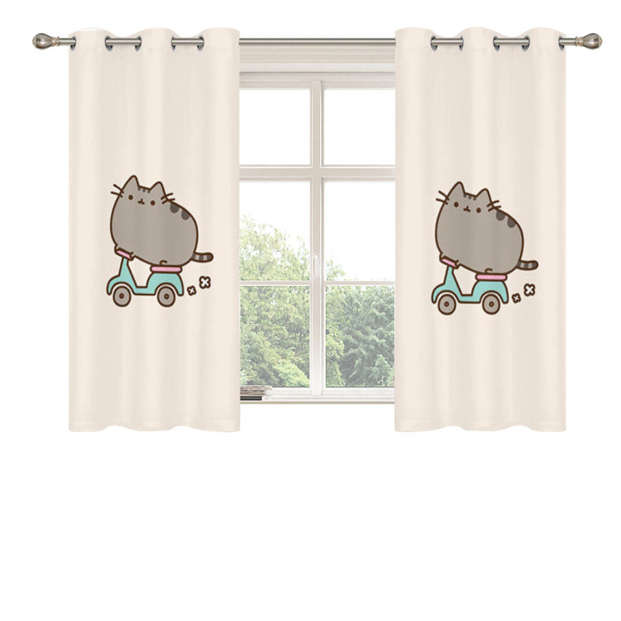 Pusheen Cat Peach Skin Window Curtains