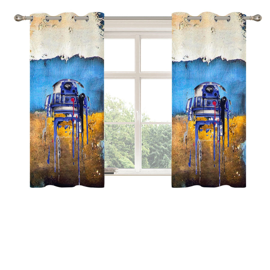 R2D2 B Star Wars Peach Skin Window Curtains