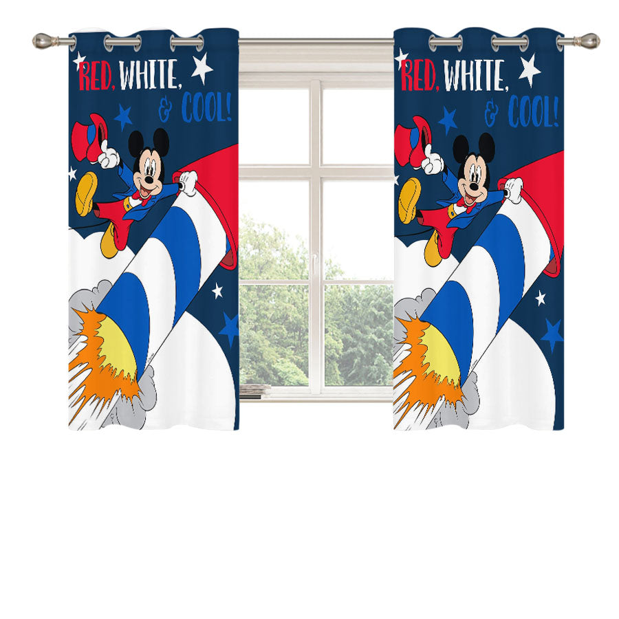 Red, White & Cool Mickey Peach Skin Window Curtains