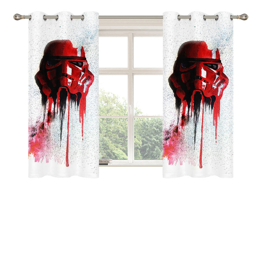Red Stormtrooper Star Wars Peach Skin Window Curtains