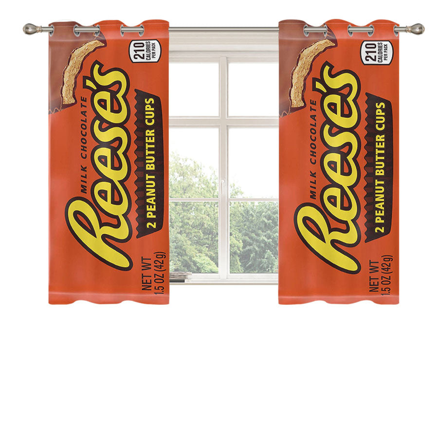 Reeses Peanut Butter Cups Peach Skin Window Curtains