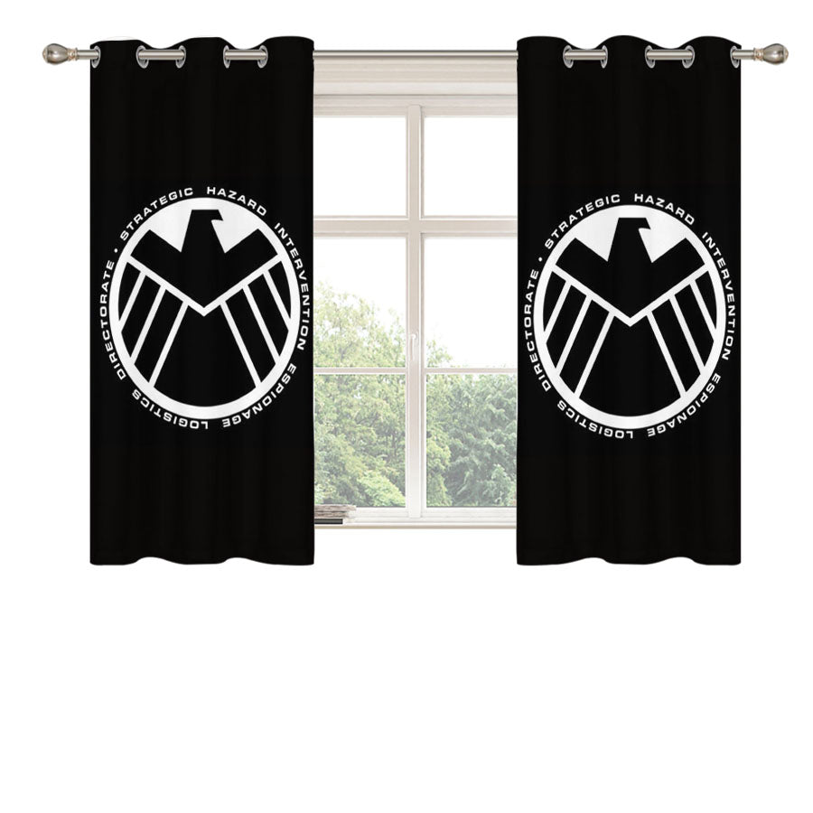 Retro Marvel S.H.I.E.L.D Logo Peach Skin Window Curtains